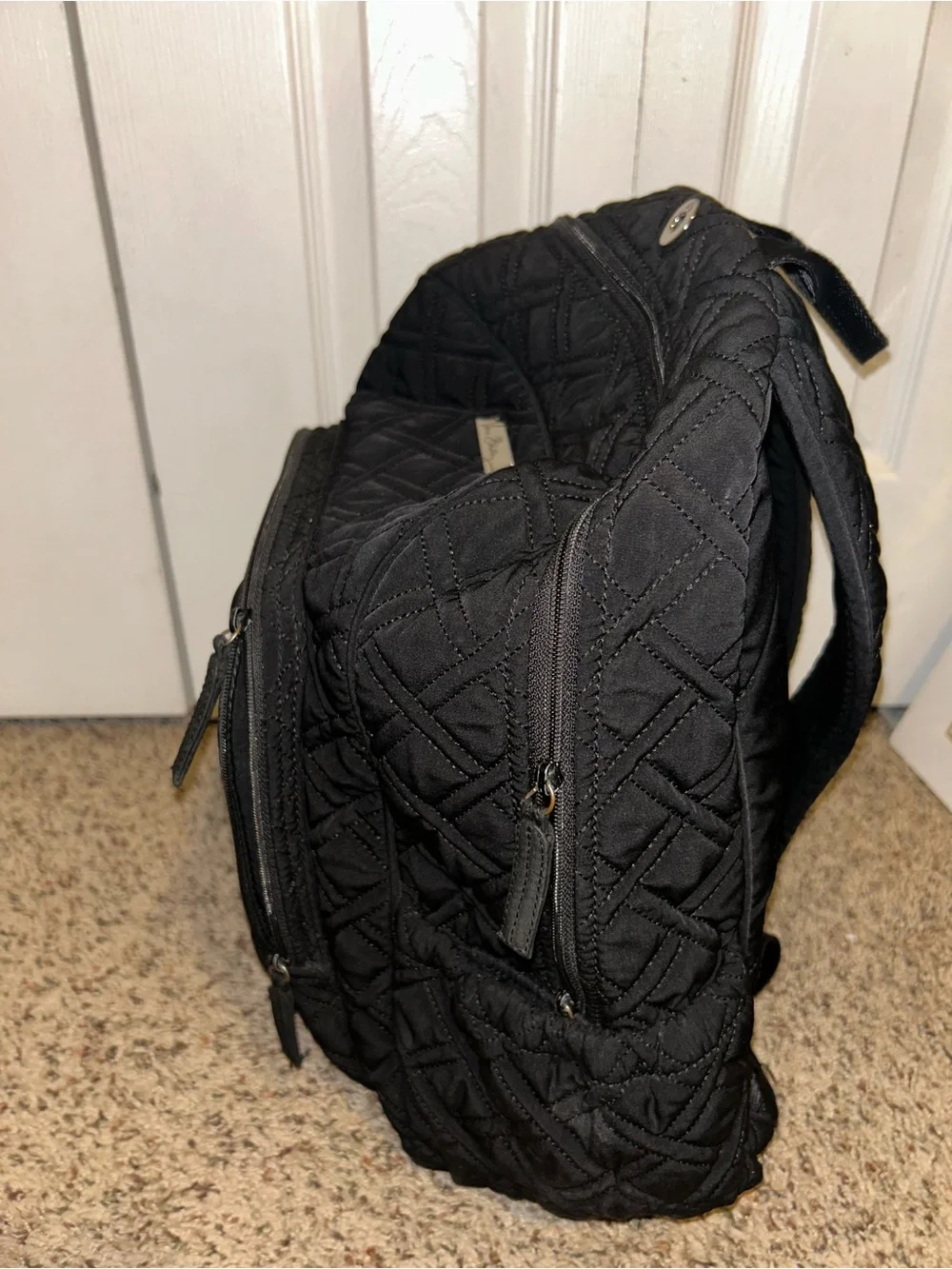 Vera Bradley black quilted backpack bag with pockets for school supplies
